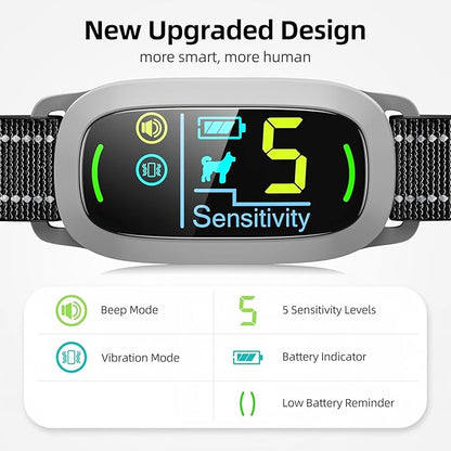 FAFAFROG Dog Bark Collar for Large Medium Small Dogs, Rechargeable Smart Bark Collar, Anti Barking Training Collar with 5 Adjustable Sensitivity Beep Vibration (Grey)