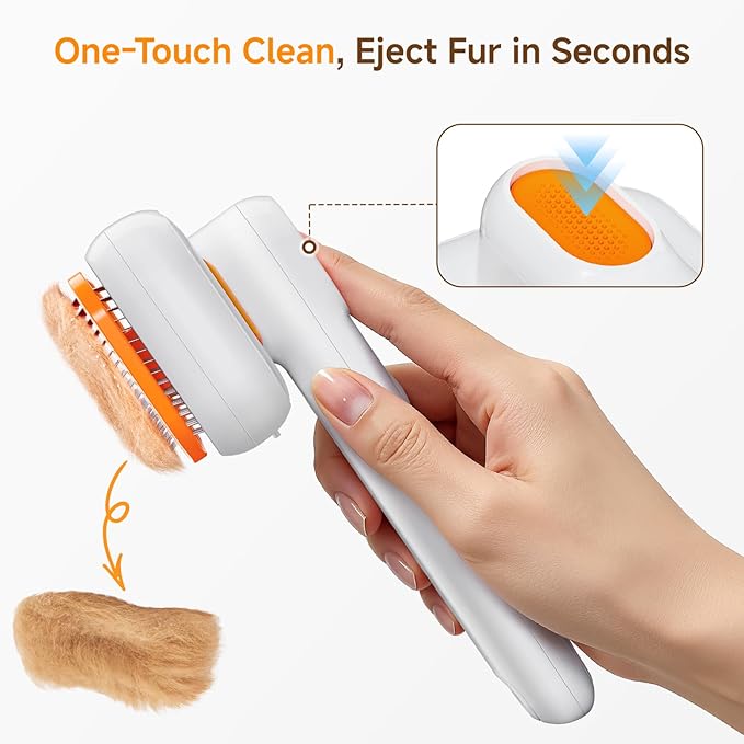 Dog Brush for Shedding & Cat Grooming Spray Brush, 3-in-1 Cool Mist Deshedding Tool with Self-Cleaning & Extra Wide Comb, Water Window, Safe for Long/Short Haired Pets