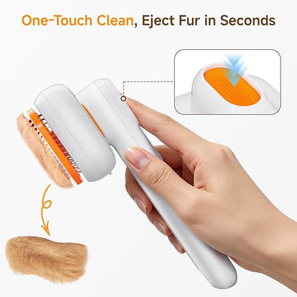 Dog Brush for Shedding & Cat Grooming Spray Brush, 3-in-1 Cool Mist Deshedding Tool with Self-Cleaning & Extra Wide Comb, Water Window, Safe for Long/Short Haired Pets