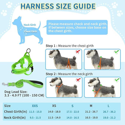 SlowTon No Pull Small Dog Harness and Leash Set, Puppy Soft Vest Harness Neck & Chest Adjustable, Reflective Lightweight & Anti-Twist Pet Lead Combo for Small Medium Dogs (G- Front Clip,S)