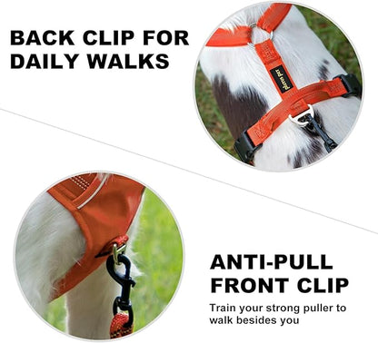 Plutus Pet No Pull Dog Harness, Reflective Adjustable Dog Vest Harness with Handle, Escape Proof, Soft Padded for Small Medium Large Dogs (Orange, XL)