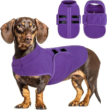 Queenmore XXL Dog Sweater, Soft Fleece Vest Pullover Jacket with Leash Hole, Warm Winter Dog Clothes Cold Weather Dachshund Sweaters for Large Dogs Cats Boy or Girl (Lavender, XXL)