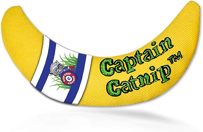 Captain Catnip Cat Banana Toy, Kitten Interactive Toy, Fun Playing Cat Toy, Filled with Organic Catnip for Indoor Cats (Pack of 2)