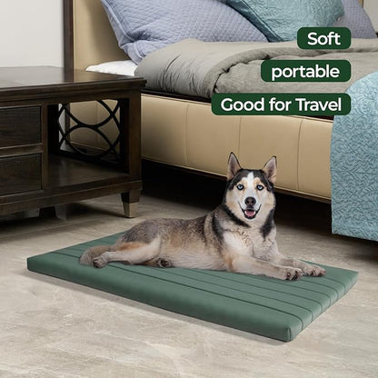 BALANCE Dog Crate Bed, Orthopedic Dog Bed Pad with Waterproof Liner, Washable Crate Foam Pet Mat for Large, Medium, Puppy Dogs Breeds, Mint Leaf, 42"x28"x2"