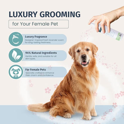 Prepaw Natural Pet Cologne - Powdery Floral Scent, 3-in-1 Deodorizing, Conditioning & Moisturizing Spray for Dogs & Cats - Long Lasting. Daily Use, 8 fl oz (Female Pet)