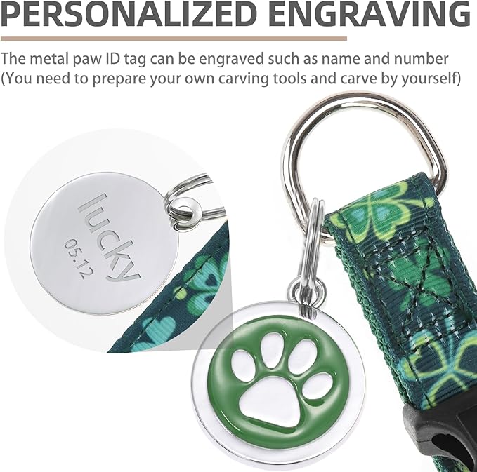 PUPTECK No Pull St. Patrick Dog Harness Soft Adjustable Basic Nylon Step in Puppy Vest Outdoor Walking with ID Tag, Deep Green S