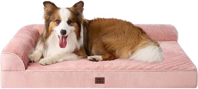 EHEYCIGA XL Dog Bed Memory Foam for Crate, Extra Large Dog Bed Orthopedic with Washable Removable Cover, Waterproof Pet Sofa Couch XLarge Size Dogs, 41x27x6.5, Pink