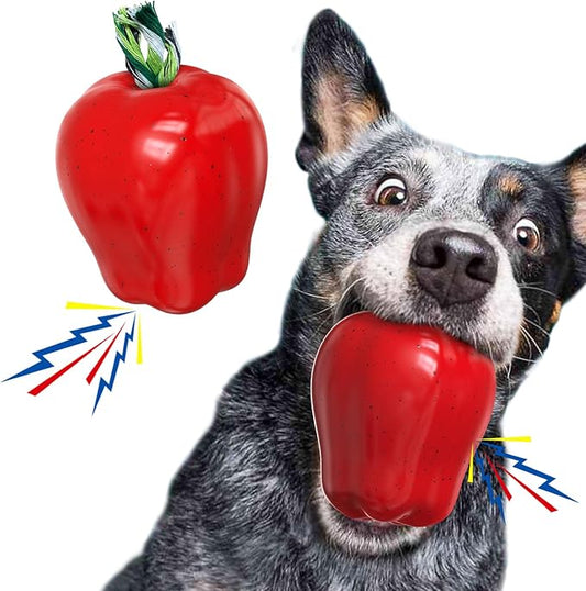 Large Size Red Apple Squeaky Dog Toy for Medium/Large Aggressive Chewers Breeds Dogs Durable Bouncy Squeak Ball