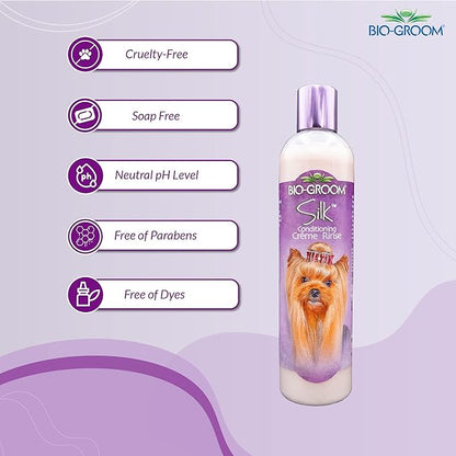 Bio-Groom Silk Creme Rinse Dog Conditioner - Conditioner for Dogs, Puppy Conditioner, Dog Conditioner Detangler, Dog Hair Conditioner - 12 Fl Oz 1-Pack