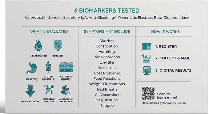 Innovative Pet Lab Comprehensive Gut Health Check for Dogs - at-Home Stool Test for Digestion, Immune & Leaky Gut Symptoms Like Diarrhea, Allergies, Itchy Skin, Bad Breath - Easy Non-Invasive Testing
