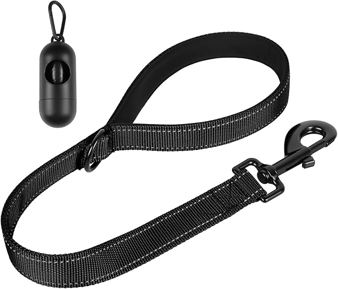 Dog Leash, Short Dog Leash, Leashes for Large Breed Dogs,Traffic Padded Handle- Reflective Training Lead, Perfect for Medium to Large Dogs(24 Inch, Black)