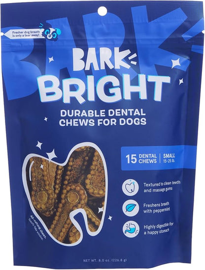 Barkbox Bright Durable Dental Chew Sticks for Dogs - Made for Tough Chewers, Small Breeds (15 Chews)