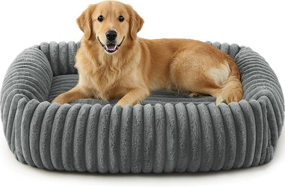 FURTIME Medium Dog Beds for Medium Dogs Washable, Orthopedic Dog Bed, Rectangle Warming Soft Calming Sleeping Puppy Bed Durable Pet Bed with Anti-Slip Bottom M Plus (30"x24"x8")