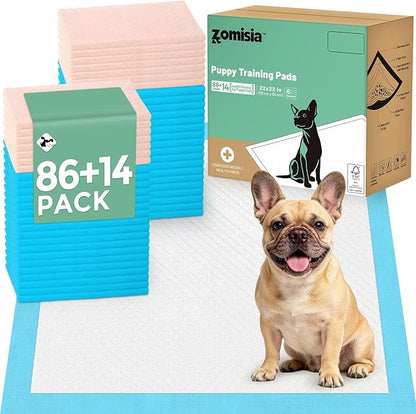 ZOMISIA Health Monitoring Puppy Pee Pads 100 Count for Dogs 22" x 22" - 14 Color Changing Pee Pads with pH Indicator + 86 Dog Potty Training Pad, Odor-Control, Super Absorbent & Leak-Proof