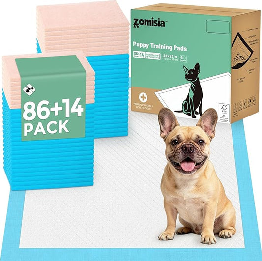 ZOMISIA Health Monitoring Puppy Pee Pads 100 Count for Dogs 22" x 22" - 14 Color Changing Pee Pads with pH Indicator + 86 Dog Potty Training Pad, Odor-Control, Super Absorbent & Leak-Proof