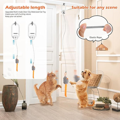 Interactive Cat Toy, Flapping Bird & Rotating Feather Teaser for Indoor Cats, Hanging Doorway Cat Toys with Fishing Pole for Exercise, Boredom Relief & Fun Games
