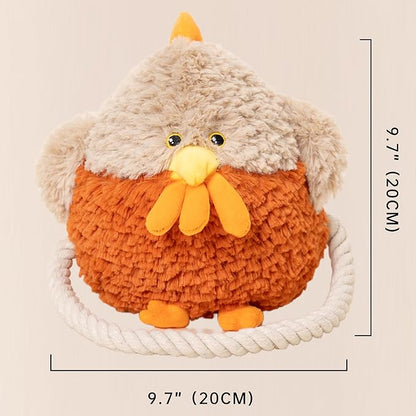 Aidiya Plush Squeaky Dog Toy with Crinkle Paper Interactive Rope Stuffed Animal Dog Plush Chewing Toy for Puppy Small and Medium Dogs (Orange)