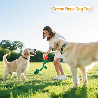 Rose Flower Plush Squeaky Dog Toys with Crink Paper for Small Medium Large Dogs