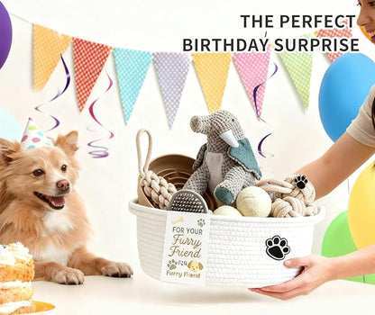Dog Gift Basket – Puppy Starter Kit, Welcome New Puppy Gift Basket with Interactive Toys Bundle, Perfect Dog Birthday Set with Chew Toys, Pet Essentials for New Owners