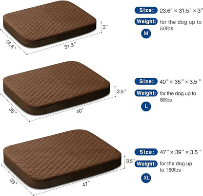 JoicyCo Large Dog Bed, Orthopedic Foam Big Dog Bed Mattress, 40 inch Joint Relief Pet Sleeping Beds, Non Slip Bottom with Removable Washable Cover, Dark Browm