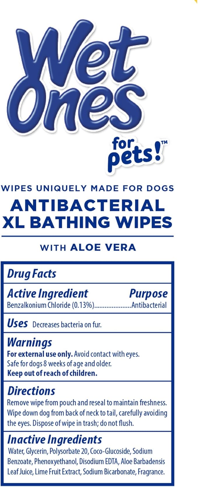 Wet Ones for Pets Multipurpose Dog Wipes with Aloe Vera, Tropical Splash Scent - Extra Large Pet Bathing Wipes with Wet Lock Seal for Dog Paws & All Over Use, 10 Count