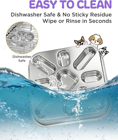 2-Pack Slow Feeder Dog Bowls with Non-Slip Mat, Stainless Steel Slow Feeder for Small & Medium Dogs, 2.5 Cups Pet Bowl for Slows Down Eating, Dishwasher Safe, Anti-Gulping Dog Bowl