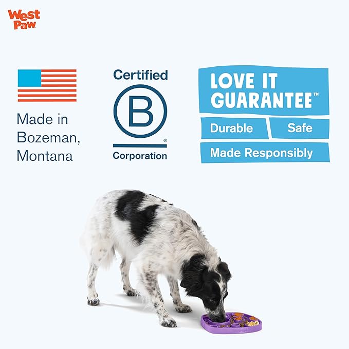 West Paw Seaflex Bubbles Feast Mat – All-in-One, Slow Feeder, Lick Mat – Encourages Foraging & Food Exploration - Engages Picky Eaters & Slow Feeding - Versatile – Easy to Clean, Non-Toxic -Periwinkle