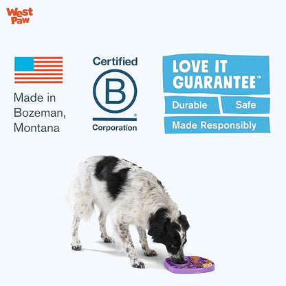 West Paw Seaflex Bubbles Feast Mat – All-in-One, Slow Feeder, Lick Mat – Encourages Foraging & Food Exploration - Engages Picky Eaters & Slow Feeding - Versatile – Easy to Clean, Non-Toxic -Periwinkle