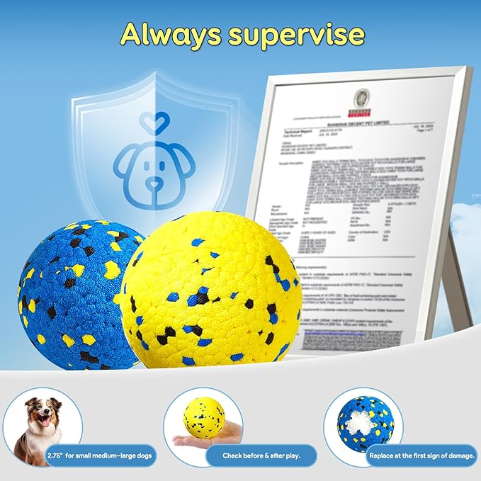 Kimee Dog Balls Tennis Ball Toys Dog Toys for Aggressive Chewers Durable Teething Chew Toys Water Toy Fetch Ball for Large Medium Small Dog and Puppies (4 Balls)