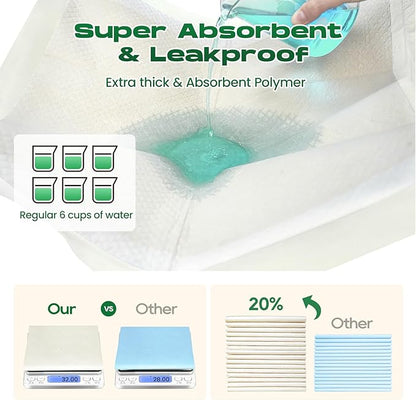DOGGO DOUG Puppy Pads 100 Count Small 22x22in Bamboo Training Pads Deodorizing Leakproof Quick Drying Dog Pee Pads Super Absorbent Disposable Pee Pads for Dogs Puppies, Doggie, Cats, Rabbits