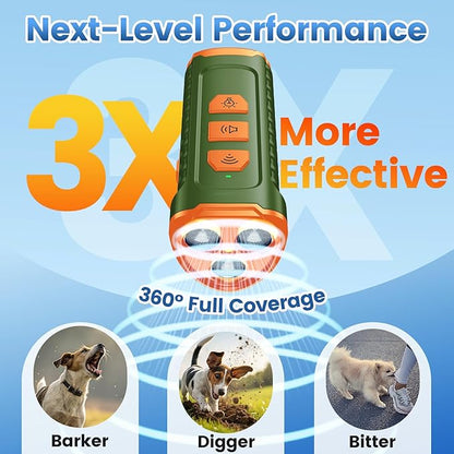 Dog Bark Deterrent Device 3X Anti Barking Device for Dogs, 5 Modes Stop Neighbors Dog Barks No More Safe for All Dogs 50FT Bark Control Indoor Outdoor with Flashlight,Rechargeable Training Device