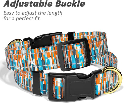 Reflective Dog Collar for Small Dogs, Cute Boho Adjustable Heavy-Duty Nylon Puppy Collar for Boy and Girl Female, Soft Pet Accessories with Quick Release Buckle, Colorful Spliced