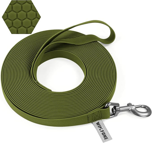 Wolfone 3m Dark Green Heavy Duty Robust Training Dog Leash with Anti-Slip Handle，Waterproof Long Dog Leash for Outdoor Activities