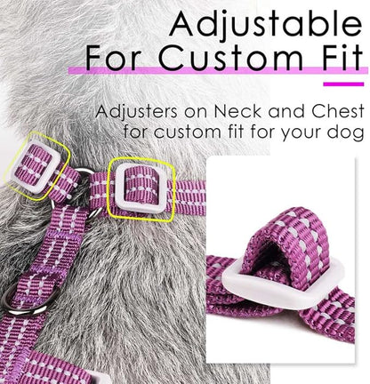 ThinkPet Reflective Breathable Soft Air Mesh No Pull Puppy Choke Free Over Head Vest Ventilation Harness for Puppy Small Medium Dogs and Cats (Purple,L)