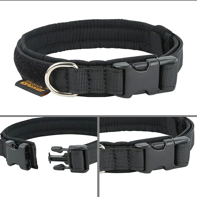 EXCELLENT ELITE SPANKER Nylon Puppy Dog Collar Adjustable Soft Padded Collar Heavy Duty Quick-Release Buckle Lightweight No-Choke for Small Medium Dogs(BLK,XS)
