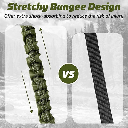 rabbitgoo Tactical Bungee Dog Leash with Shock Absorption, Military Training Leash with 2 Padded Control Handles for Medium Large Dogs, 5.2FT, Green