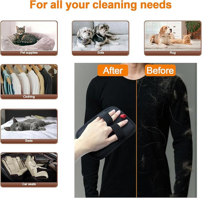 Pet Hair Removal Glove for Small Hands, 2Pcs Electrostatic Dog Cat Hair Remover Gloves for Furniture Car Seat Couch, Reusable Grooming & Shedding Tool with Free Steel Comb & Toothbrush