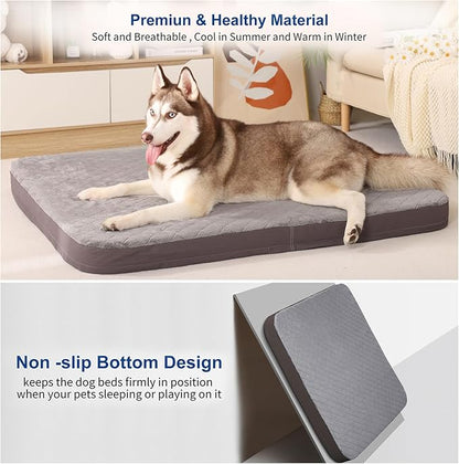 JoicyCo Large Dog Bed, Orthopedic Foam Dog Beds Mattress, 40 inch Joint Relief Pet Sleeping Beds, Non Slip Bottom with Removable Washable Cover, Grey