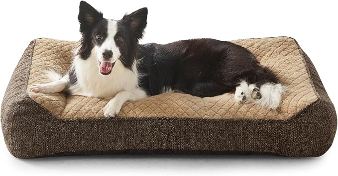 JOEJOY XL Orthopedic Dog Beds Large Sized Dog, Extra Thick Supportive Big Dogs Couch Bed with Sides, Ultra Soft Pet Bed Sofa for Large Dogs, Brown, 38''x28''