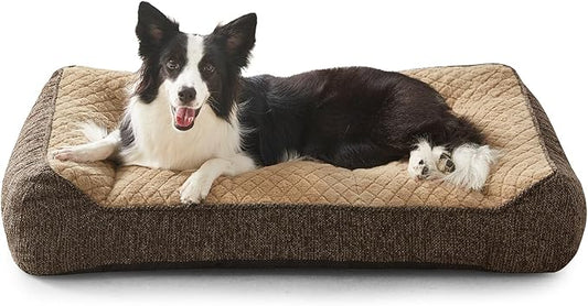 JOEJOY XL Orthopedic Dog Beds Large Sized Dog, Extra Thick Supportive Big Dogs Couch Bed with Sides, Ultra Soft Pet Bed Sofa for Large Dogs, Brown, 38''x28''