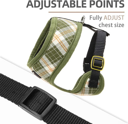 PUPTECK Soft Mesh Dog Harness and Leash Set Pet Puppy Cat Comfort Padded Vest No Pull Harnesses, Olive Green, S