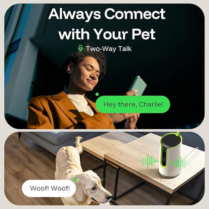 TKENPRO 5MP Ultra HD Pet Camera - Dog Camera with Treat Dispenser, Remote Treat Tossing via Phone App, 360° Auto Tracking & Motion Alerts, 5G&2.4G WiFi for Cats Indoor