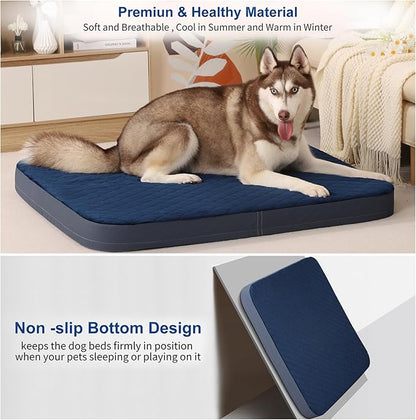 JoicyCo Dog Bed for Medium Dogs, Orthopedic Foam Dog Bed, Joint Relief Pets Sleeping Mattress, Non Slip Bottom with Washable Removable Cover, Dark Blue