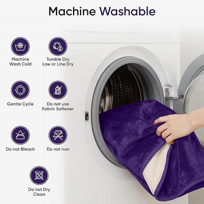 Waterproof Pet Blanket, Liquid Pee Proof, Sherpa Fleece Protector – Pet Hair Resistant Water Proof Bed Cover for Dogs Couch Sofa Car Bedding Comforter (Purple, 40"x60")