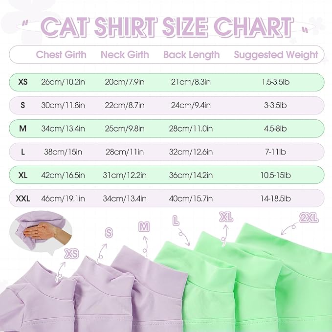 OUOBOB Sphynx Hairless Cat Clothes, Soft Cotton Pullover Turtleneck Shirt with Sleeves for Kitten Puppy Small Dogs, Cat Pajamas for All-Season - Purple M