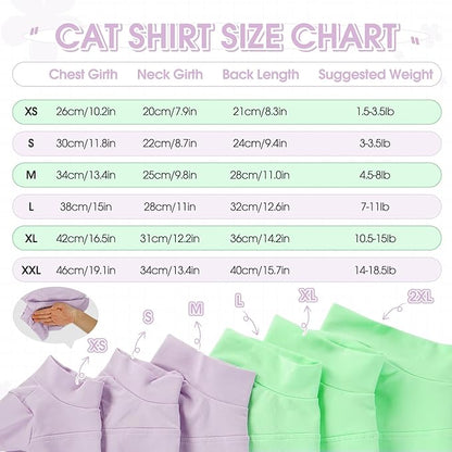 OUOBOB Sphynx Hairless Cat Clothes, Soft Cotton Pullover Turtleneck Shirt with Sleeves for Kitten Puppy Small Dogs, Cat Pajamas for All-Season - Purple M