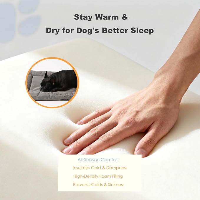 4-Season Water-Resistant Dog Beds for Metal Crates, Indoor & Outdoor Use for Dogs up to 80 lbs, Durable Oxford 900D Fabric, Plush Pillow & Supportive Foam, Washable (40 inches, Grey)