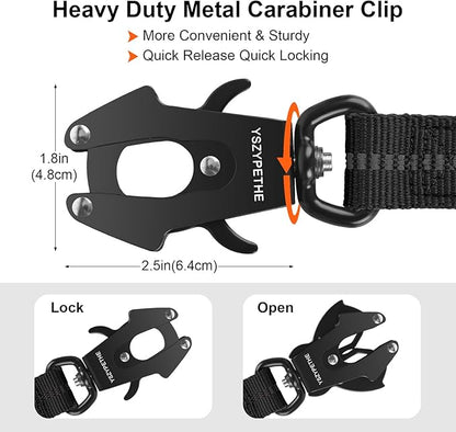 YSZYPETHE Heavy Duty Dog Leash, 4-6 Ft Shock Absorbing with Heavy-Duty Seatbelt Buckle & Dual Handles - No Bungee, for Medium to Large Dogs (Black)