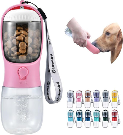 Cibaabo Dog Water Bottle with Food Container, Travel Puppy Water Bowl, Portable Pet Dispenser, Girl Dog Accessories Stuff Items Essentials Necessities for Yorkie Chihuahua Cat Walking and Hiking
