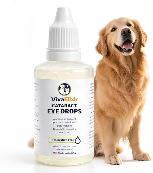 Dog Eye Drops, Cataract Eye Drops for Dogs, Daily Eye Care for Moisture, Comfort & Cleanliness, Tear Stain Support, Lubricating Ophthalmic Solution & Sodium Hyaluronate, Gentle Formul -50ML